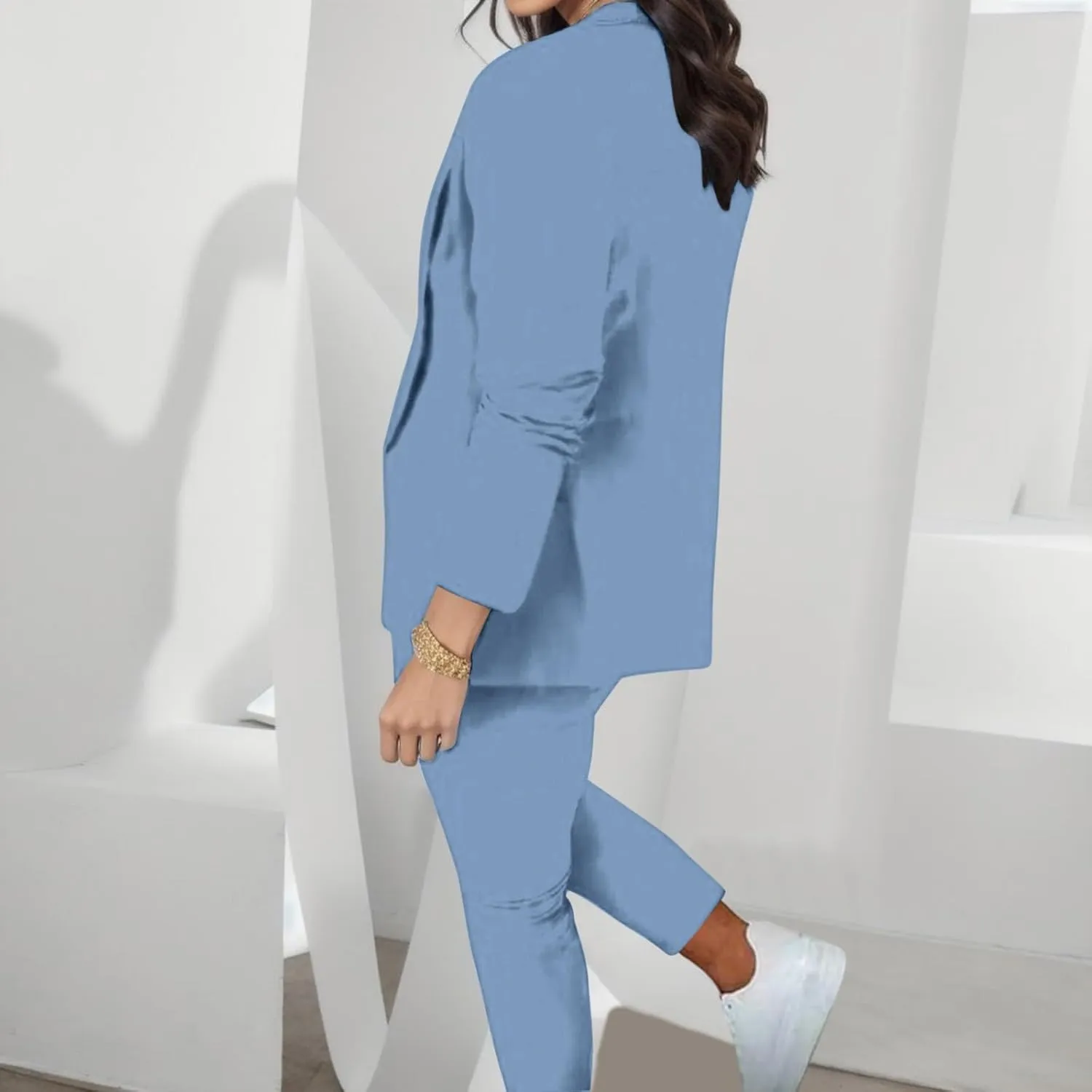 2 Piece Outfits for Women Dressy Blazer Jackets High Waisted Straight Leg Pants Suits Set Business Casual Office