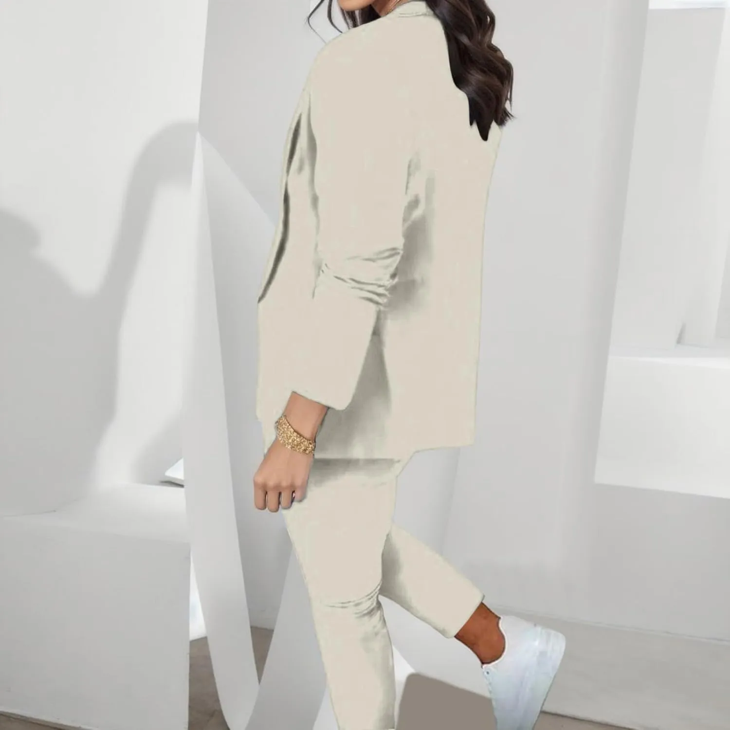 2 Piece Outfits for Women Dressy Blazer Jackets High Waisted Straight Leg Pants Suits Set Business Casual Office