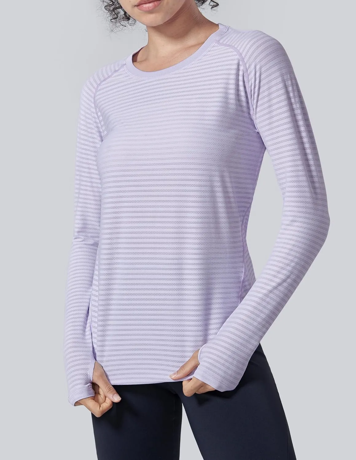 4-Pack: Womens Long Sleeve Athletic Tops with Thumb Holes  Dry Fit Active Crewneck Workout Tees
