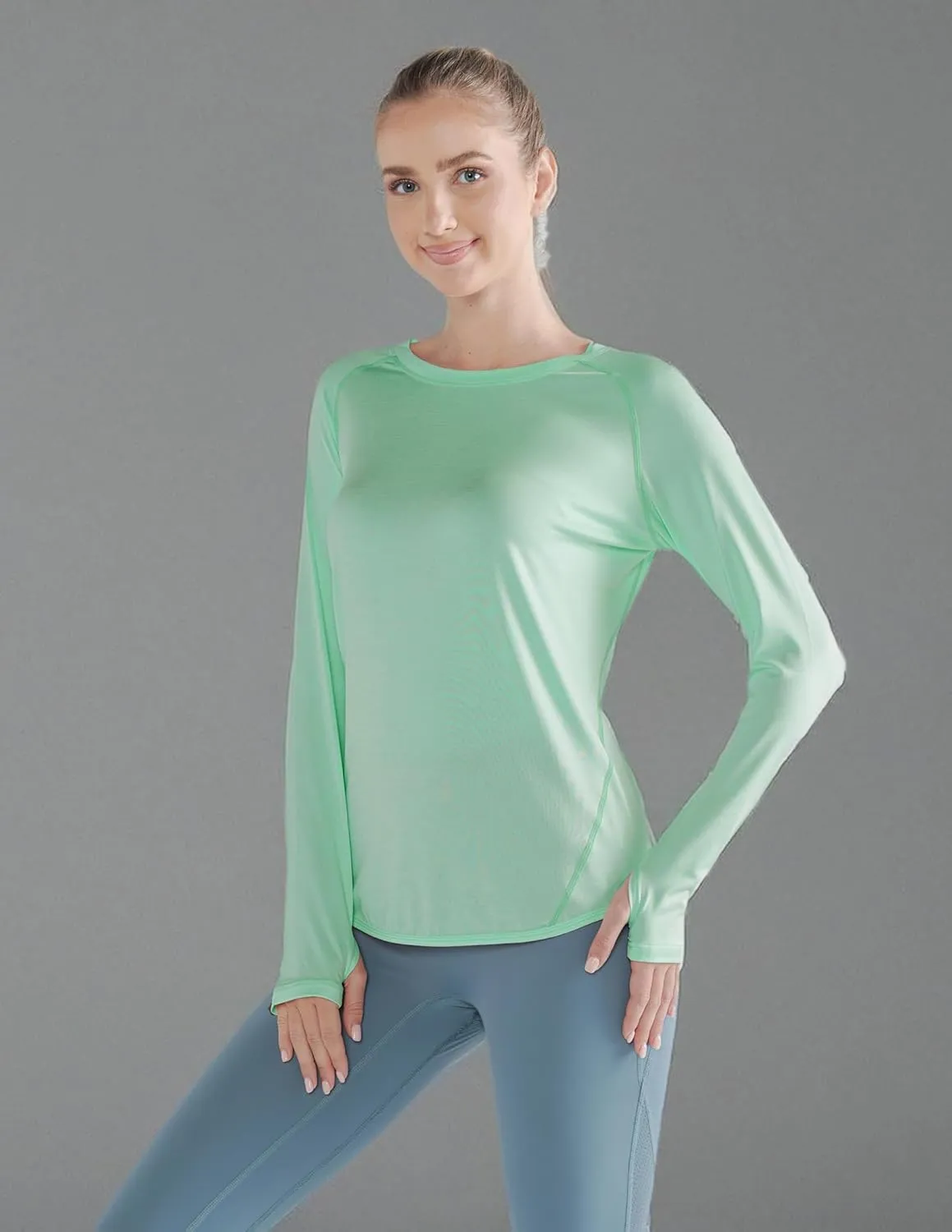 4-Pack: Womens Long Sleeve Athletic Tops with Thumb Holes  Dry Fit Active Crewneck Workout Tees