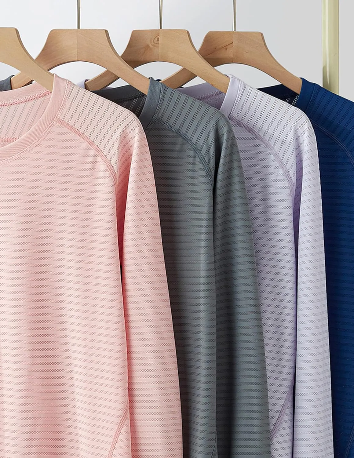 4-Pack: Womens Long Sleeve Athletic Tops with Thumb Holes  Dry Fit Active Crewneck Workout Tees