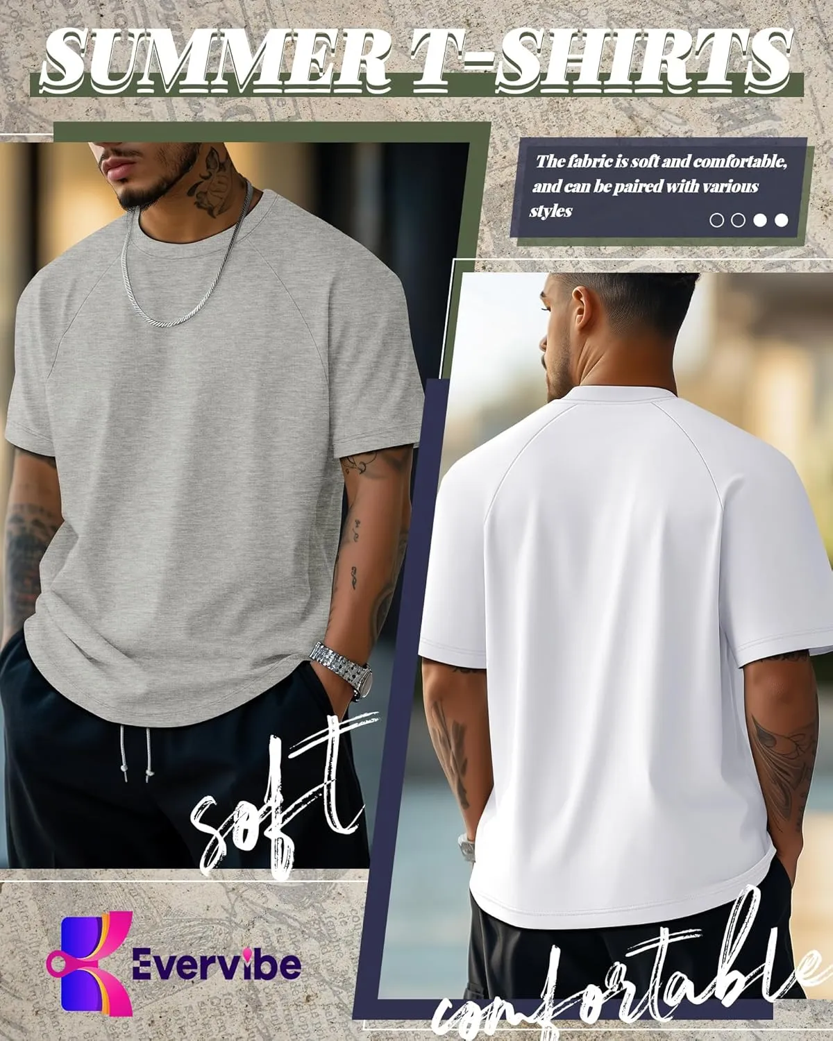 5 Pack Men's Big & Tall Cotton T-Shirts, Short Sleeve Crew Neck Shirts Moisture Wicking Classic Tees Bulk Multipack