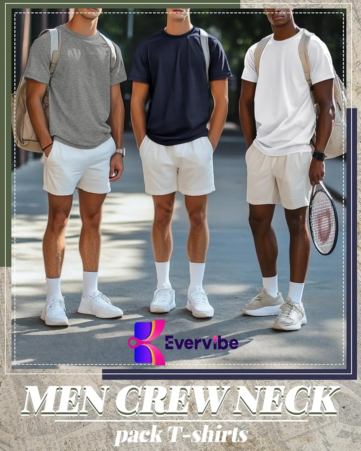 5 Pack Men's Big & Tall Cotton T-Shirts, Short Sleeve Crew Neck Shirts Moisture Wicking Classic Tees Bulk Multipack
