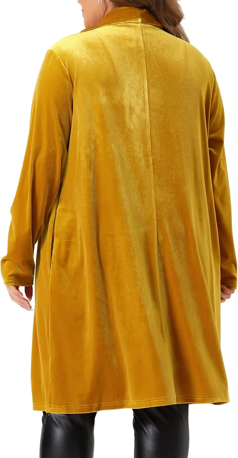 Agnes Orinda Plus Size Velvet Blazers Jackets for Women Casual Lapel Suit Office Work Blazer