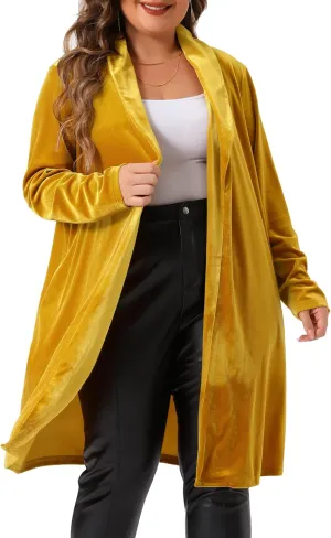 Agnes Orinda Plus Size Velvet Blazers Jackets for Women Casual Lapel Suit Office Work Blazer