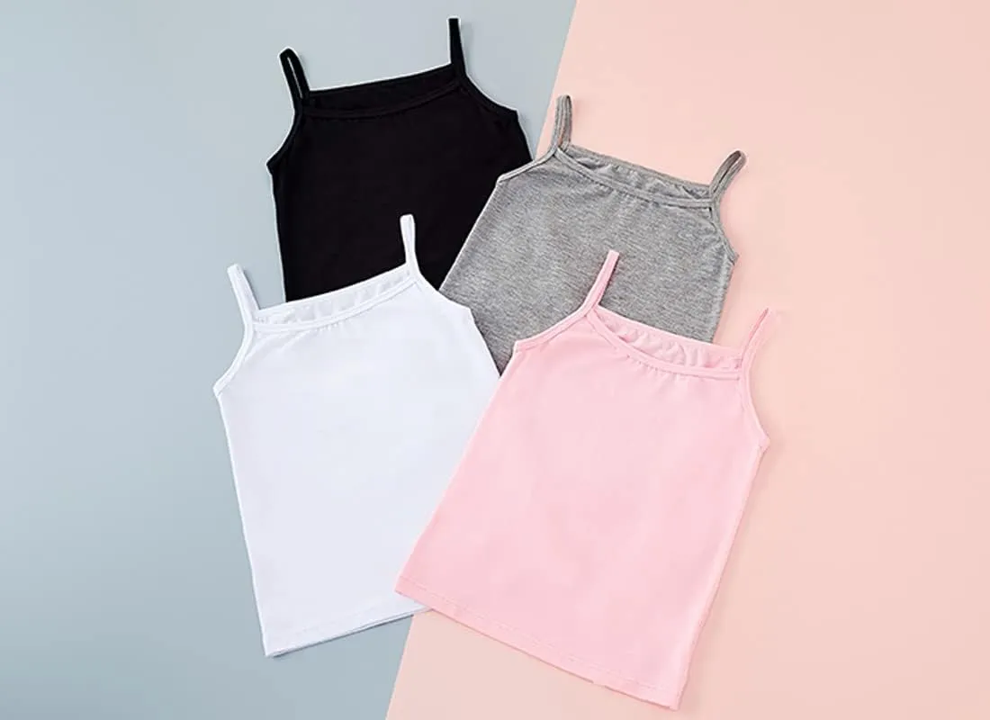 Anktry 2-8 Years Little Girls Soft Camisole Undershirts 4 Pack Kids Comfort Breathable Tank Tops