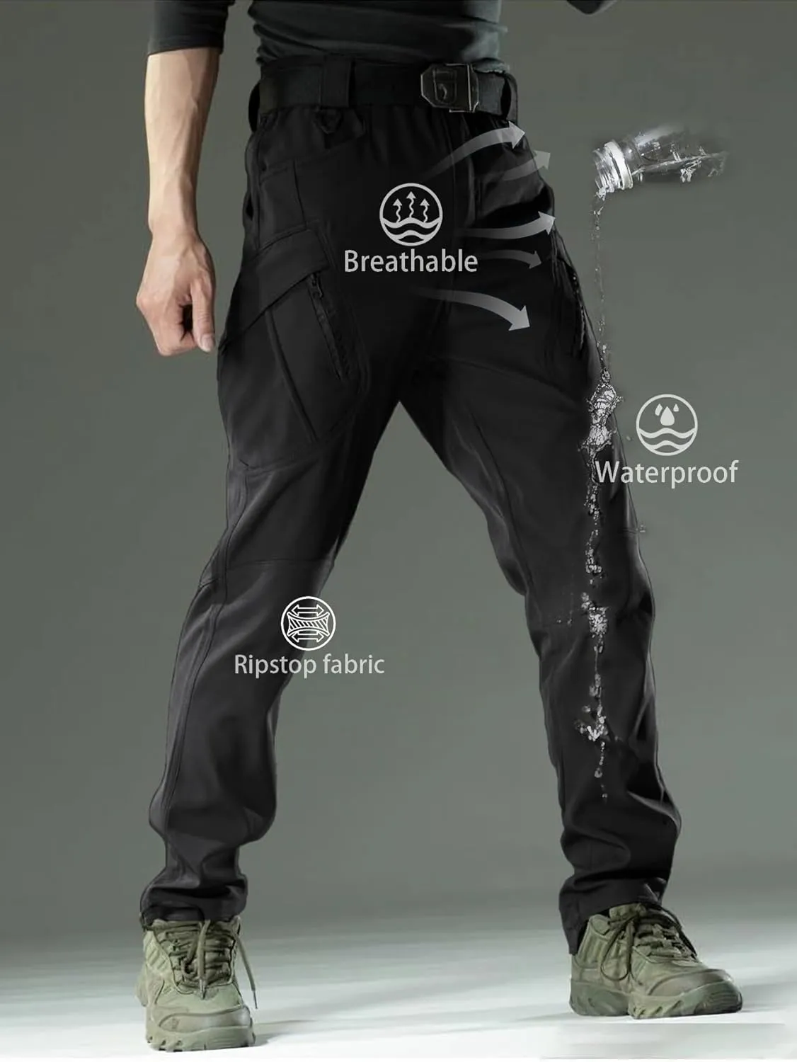 AUTIWITUA Men's Tactical Cargo Pants Water Resistant Lightweight Hiking Pants Outdoor Work Pants with Multi Pockets(No Belt)