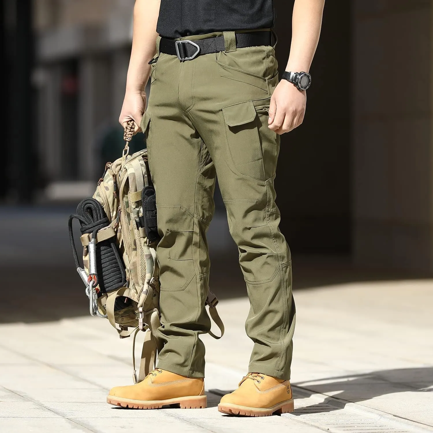 AUTIWITUA Men's Tactical Pants Water Resistant Flex Ripstop Cargo Pants Lightweight Hiking Pants with Multi Pockets(No Belt)