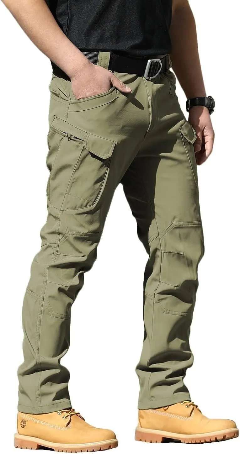 AUTIWITUA Men's Tactical Pants Water Resistant Flex Ripstop Cargo Pants Lightweight Hiking Pants with Multi Pockets(No Belt)