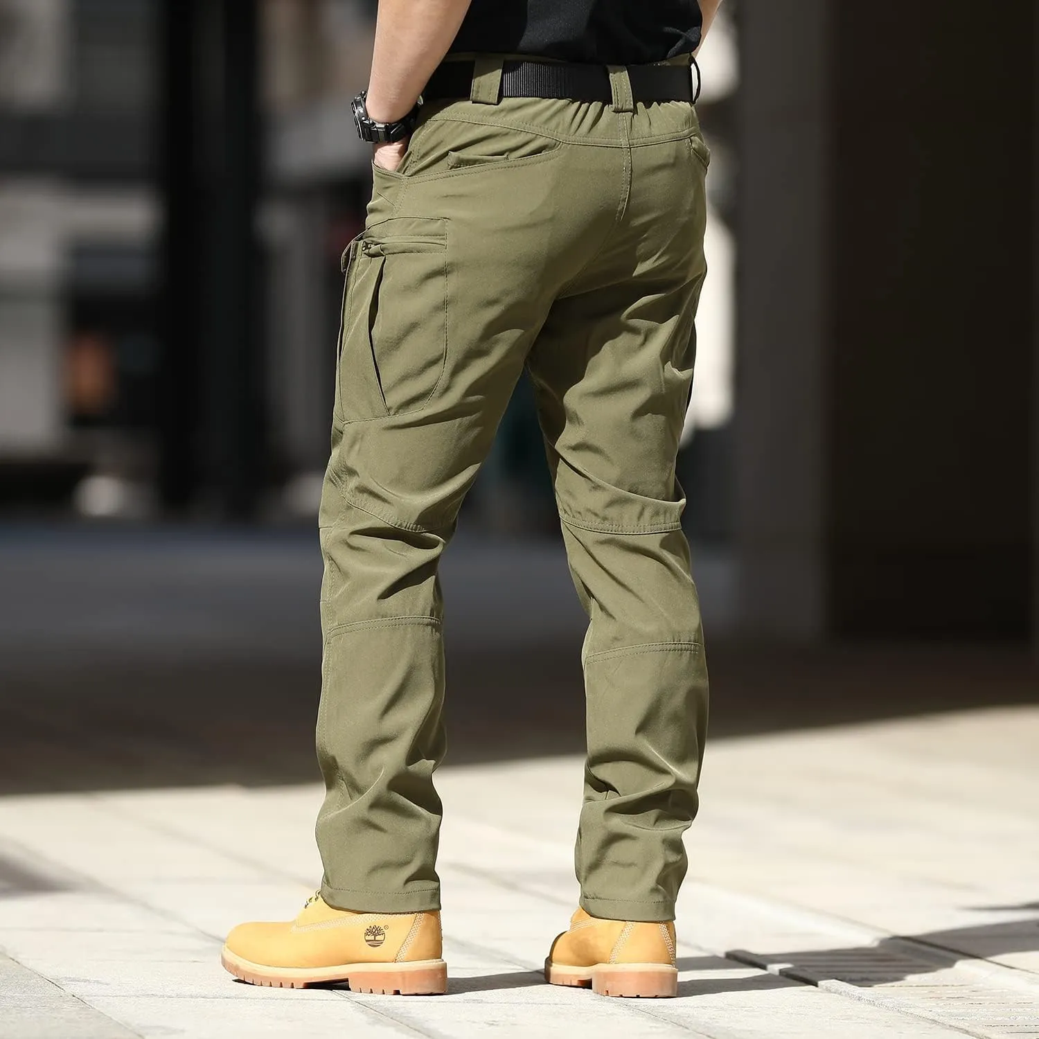 AUTIWITUA Men's Tactical Pants Water Resistant Flex Ripstop Cargo Pants Lightweight Hiking Pants with Multi Pockets(No Belt)