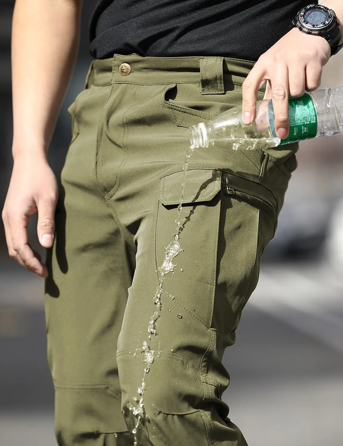 AUTIWITUA Men's Tactical Pants Water Resistant Flex Ripstop Cargo Pants Lightweight Hiking Pants with Multi Pockets(No Belt)