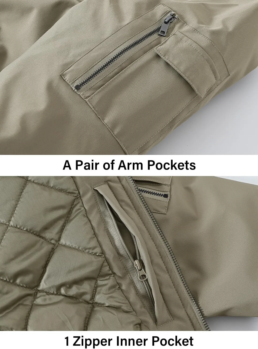 BGOWATU Men's Jacket Windproof Quilted Bomber Jackets Casual Fall Winter Warm Padded Coats Outwear
