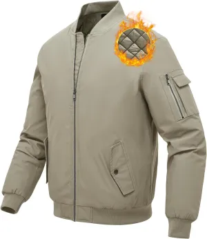 BGOWATU Men's Jacket Windproof Quilted Bomber Jackets Casual Fall Winter Warm Padded Coats Outwear