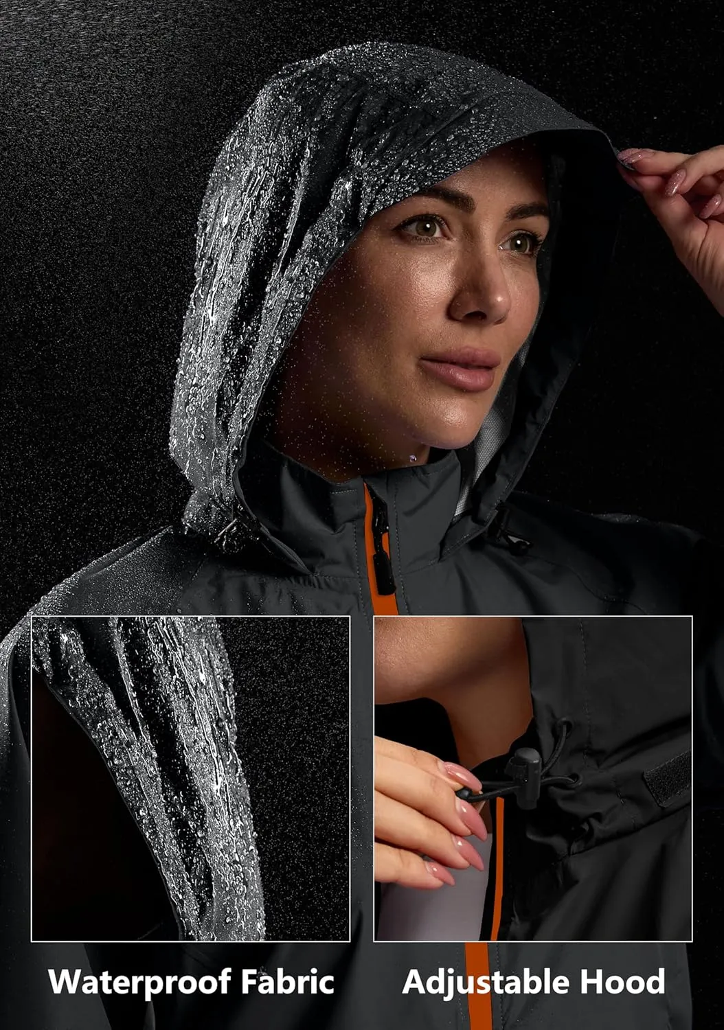 Bikewa Women's Cycling Rain Jackets Waterproof Windbreaker Lightweight Running Windproof Reflective Jacket Packable Hooded