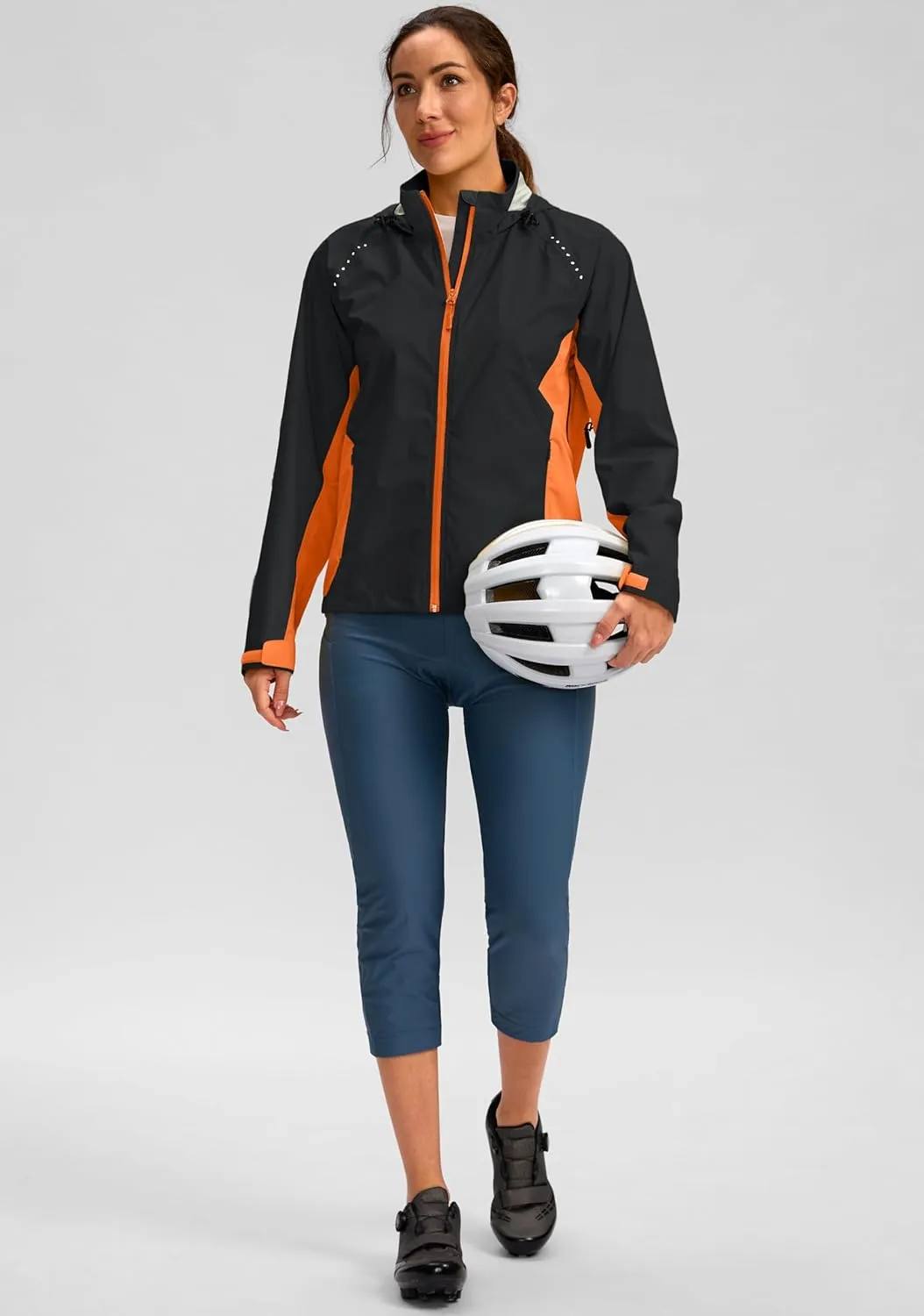 Bikewa Women's Cycling Rain Jackets Waterproof Windbreaker Lightweight Running Windproof Reflective Jacket Packable Hooded