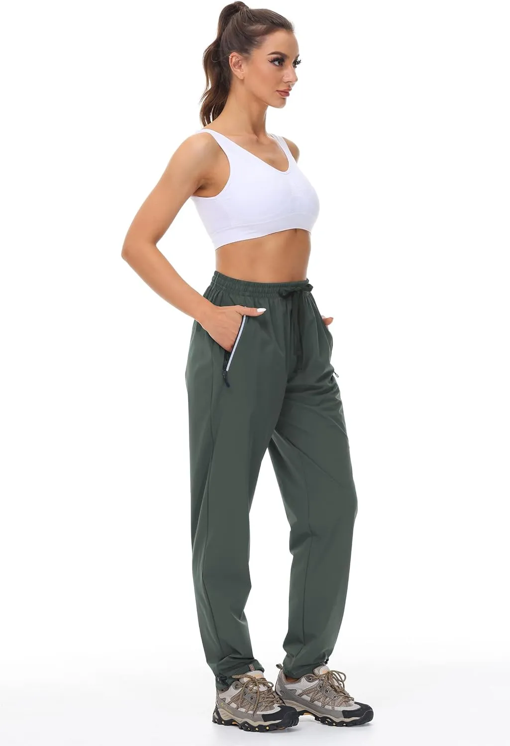 Cakulo Women's Hiking Pants Lightweight Water Resistant Golf Cargo Pants 2025 Summer Travel Trekking Fishing Pants Pockets