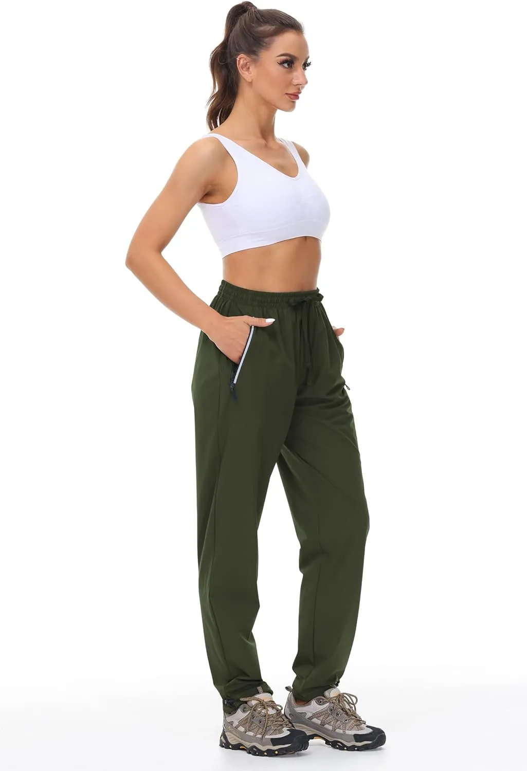 Cakulo Women's Hiking Pants Lightweight Water Resistant Golf Cargo Pants 2025 Summer Travel Trekking Fishing Pants Pockets