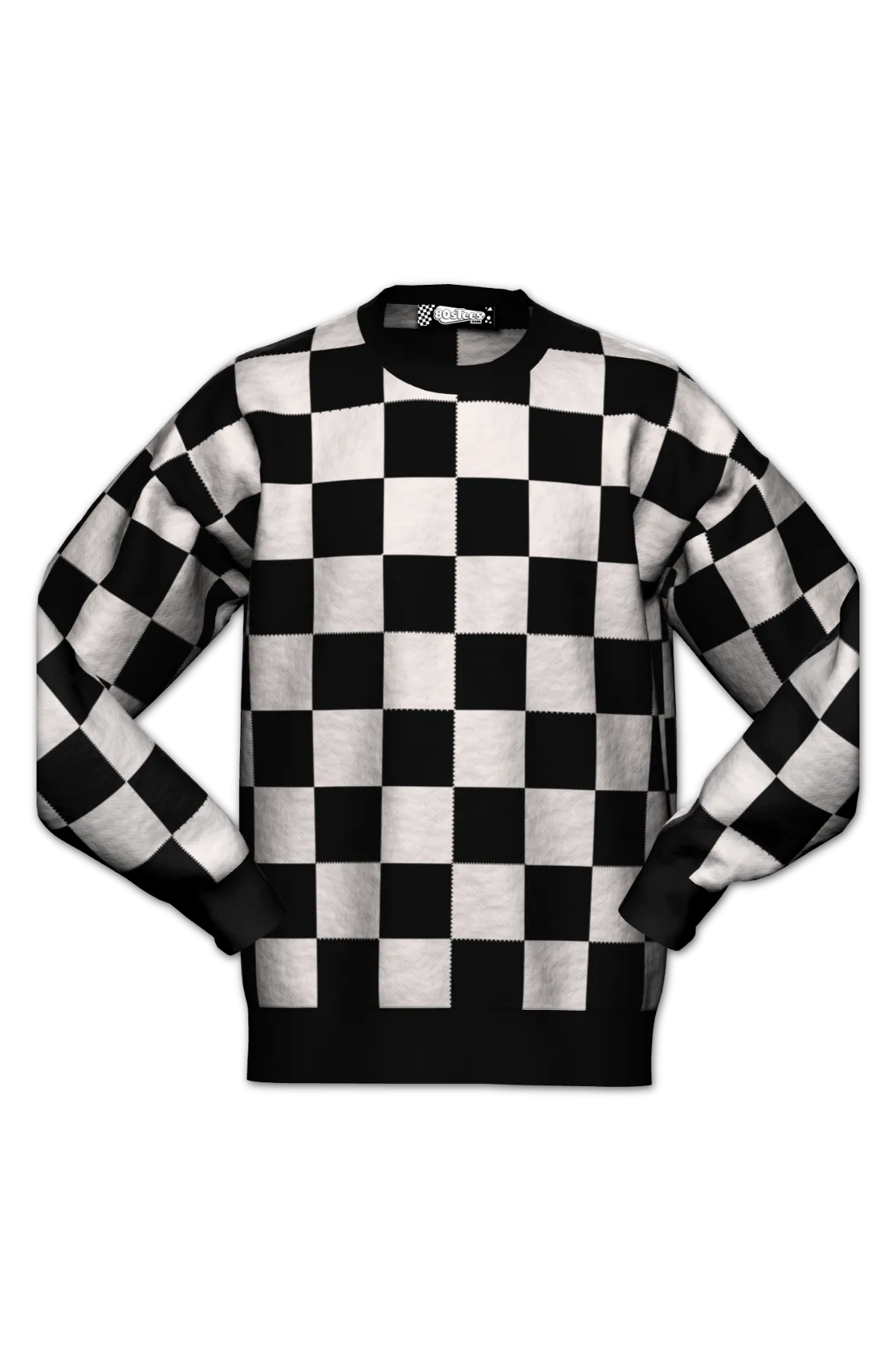 Checkerboard Pattern Knitted Sweater