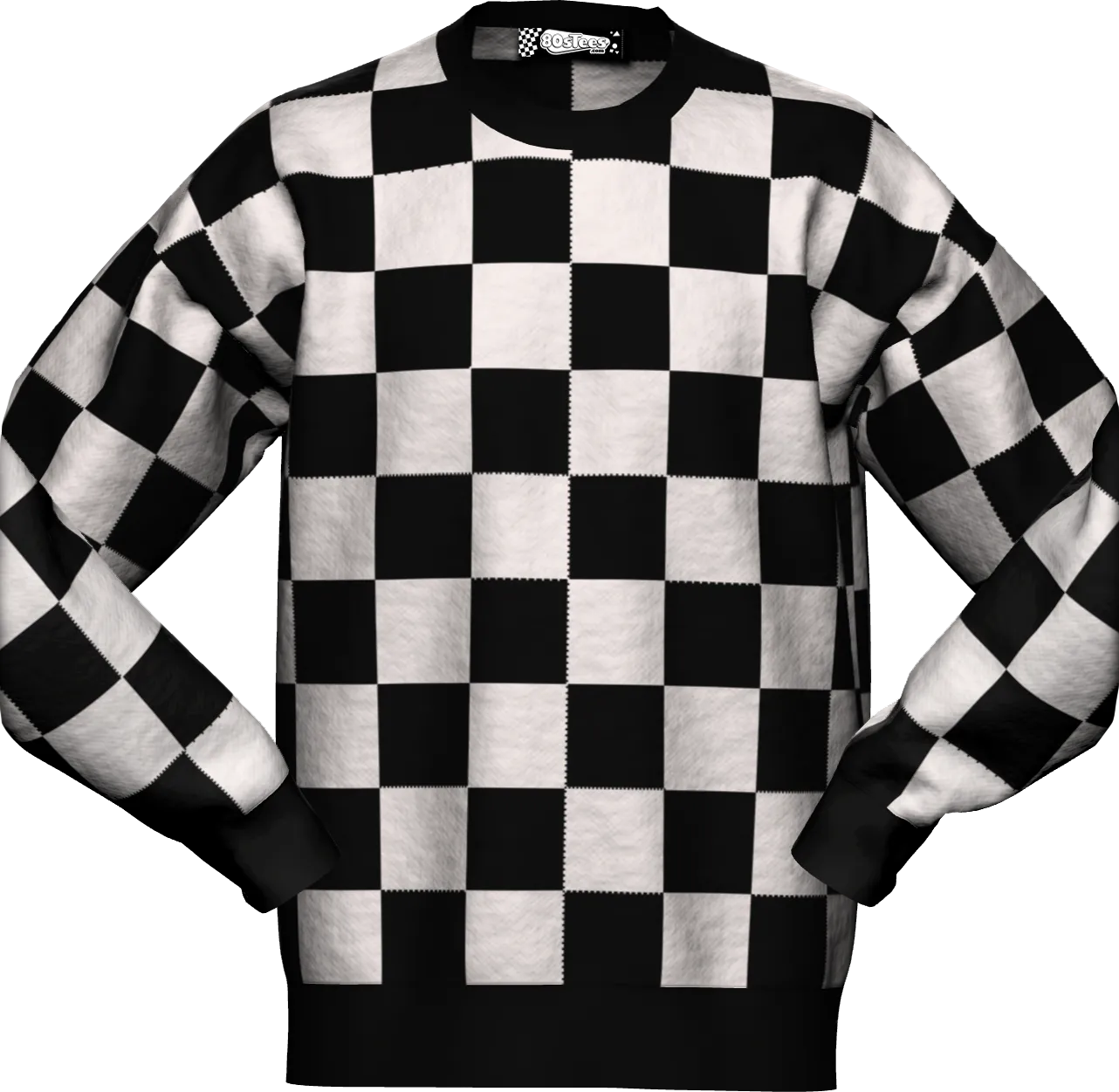 Checkerboard Pattern Knitted Sweater