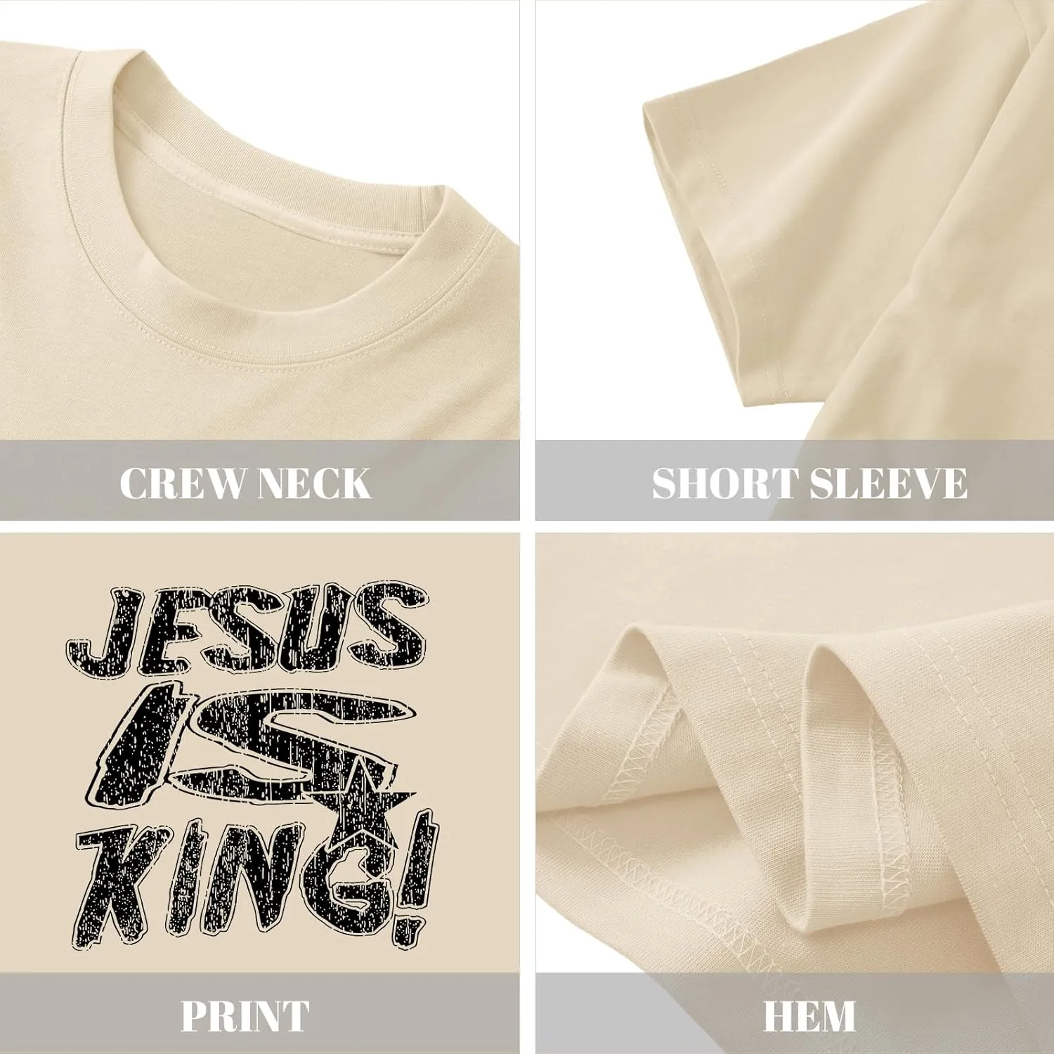 Christian Shirts for Men Jesus is King Tshirt God Faith Inspirational Religious Sayings Tees Funny Bible Verse Tops