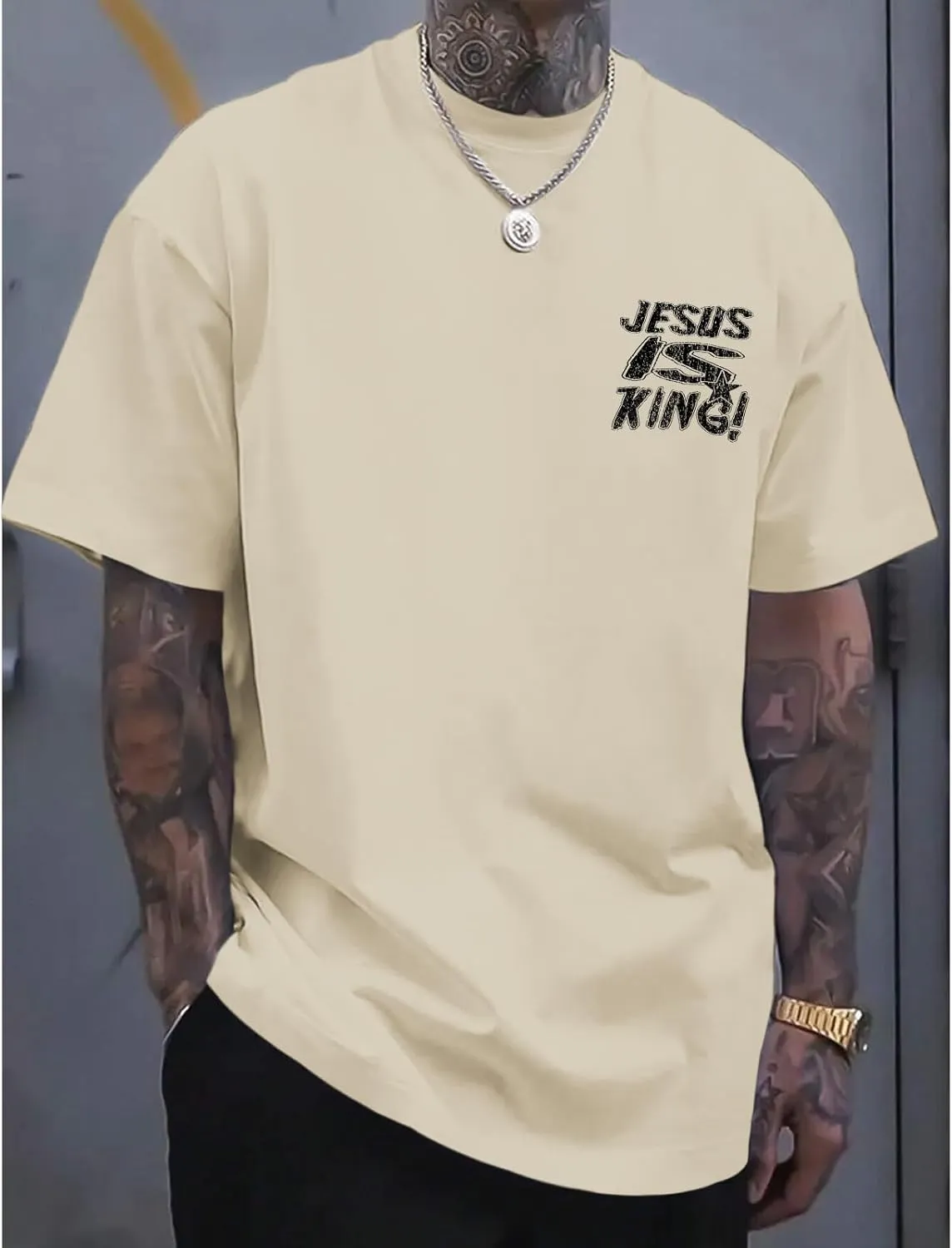 Christian Shirts for Men Jesus is King Tshirt God Faith Inspirational Religious Sayings Tees Funny Bible Verse Tops