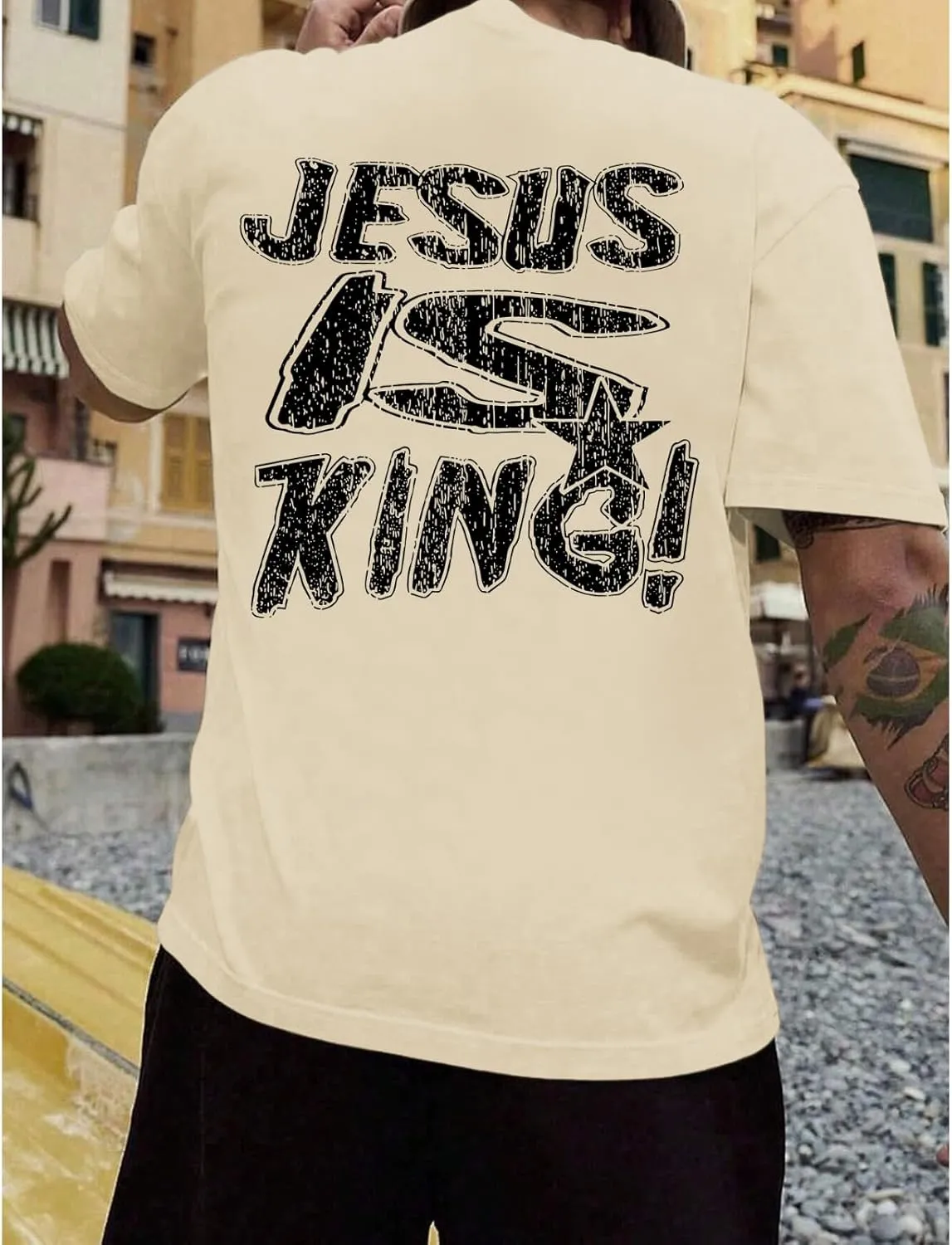Christian Shirts for Men Jesus is King Tshirt God Faith Inspirational Religious Sayings Tees Funny Bible Verse Tops