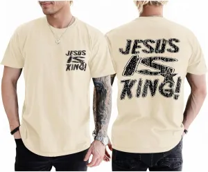 Christian Shirts for Men Jesus is King Tshirt God Faith Inspirational Religious Sayings Tees Funny Bible Verse Tops
