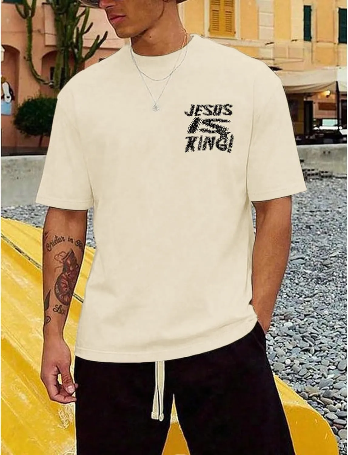 Christian Shirts for Men Jesus is King Tshirt God Faith Inspirational Religious Sayings Tees Funny Bible Verse Tops