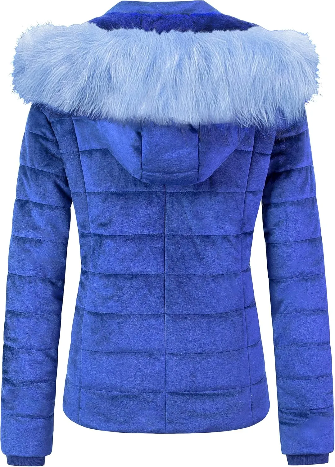 Chrisuno Women's Casual Short Winter Puffer Coat Soft Faux Fur Lining Lightweight Warm Jackets With Removable Hood