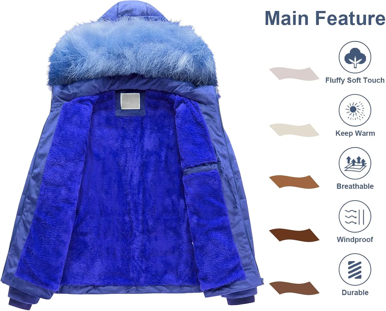 Chrisuno Women's Casual Short Winter Puffer Coat Soft Faux Fur Lining Lightweight Warm Jackets With Removable Hood