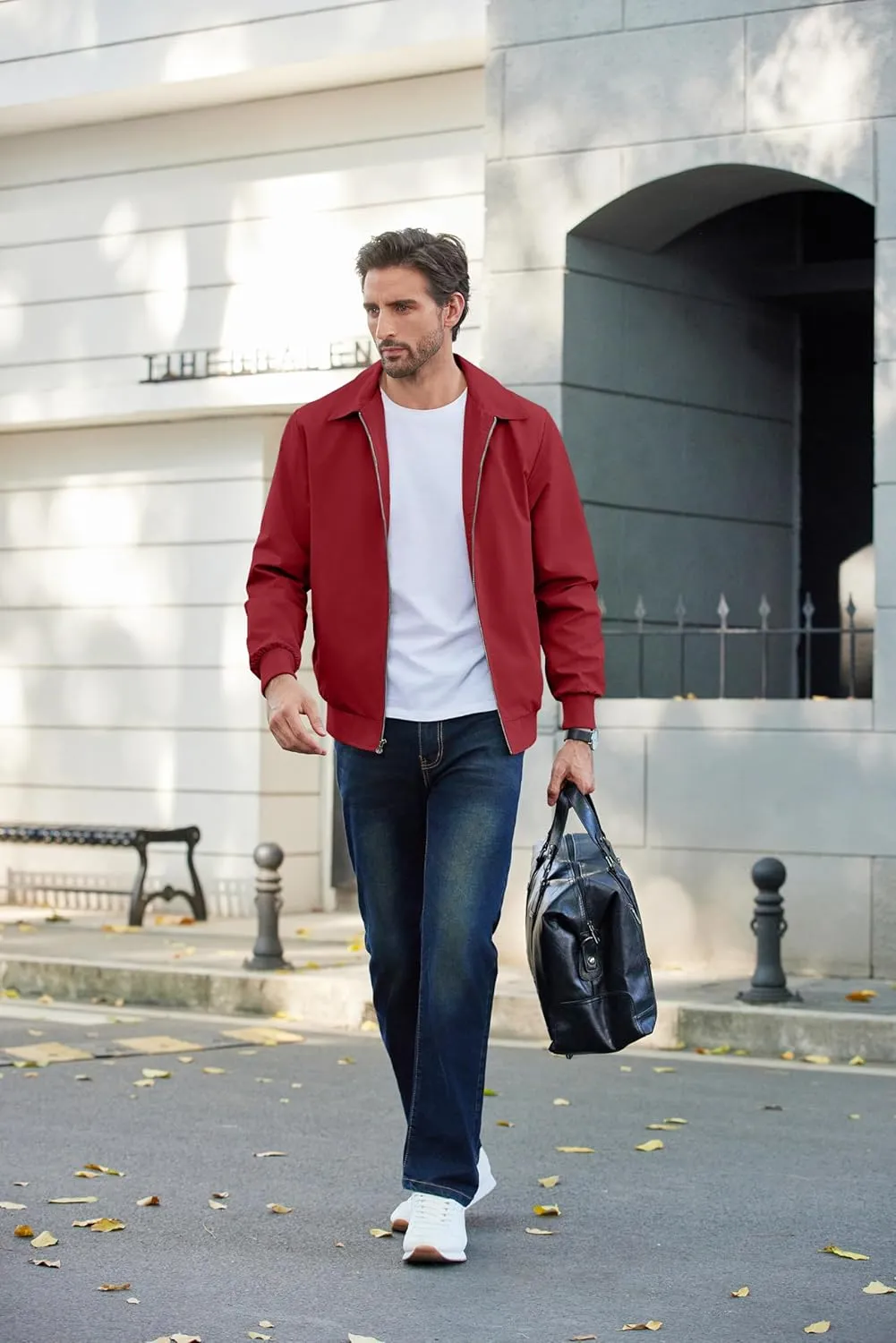 COOFANDY Men's Lightweight Jackets Casual Bomber Windbreaker Zip Up Collared Jacket Golf Windproof Coat