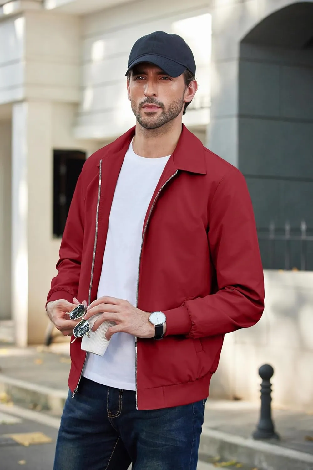 COOFANDY Men's Lightweight Jackets Casual Bomber Windbreaker Zip Up Collared Jacket Golf Windproof Coat
