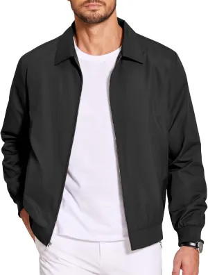 COOFANDY Men's Lightweight Jackets Casual Bomber Windbreaker Zip Up Collared Jacket Golf Windproof Coat