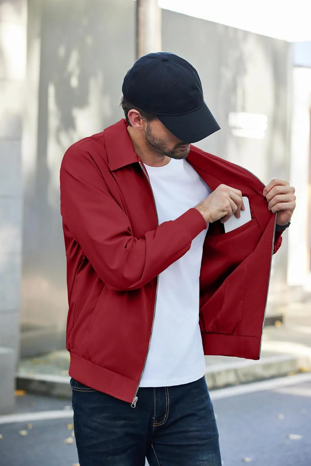 COOFANDY Men's Lightweight Jackets Casual Bomber Windbreaker Zip Up Collared Jacket Golf Windproof Coat