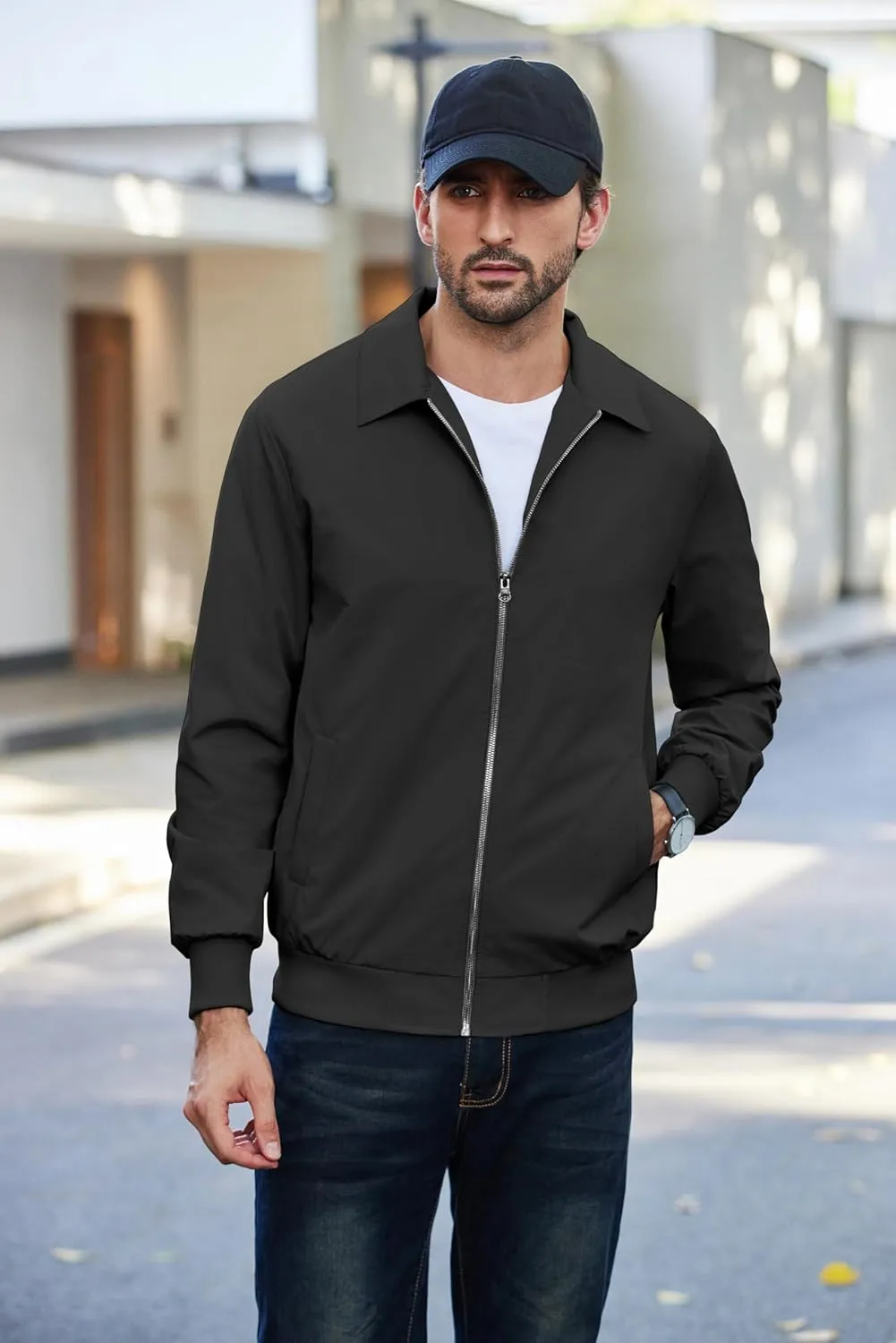 COOFANDY Men's Lightweight Jackets Casual Bomber Windbreaker Zip Up Collared Jacket Golf Windproof Coat