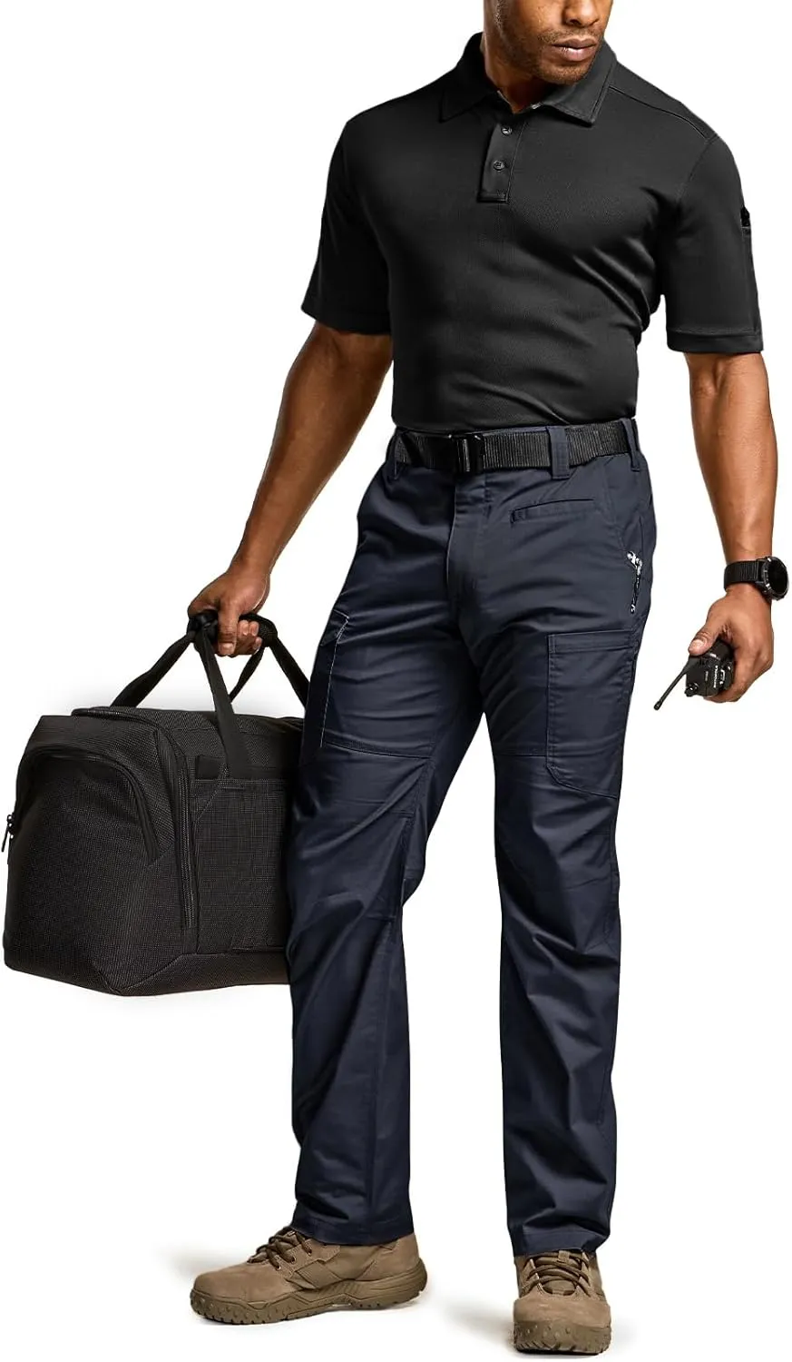 CQR Men's Utility Flex Cargo Pants, Classic-Fit Casual Stretch Work Pants, Water Resistant Lightweight Tactical Hiking Pants