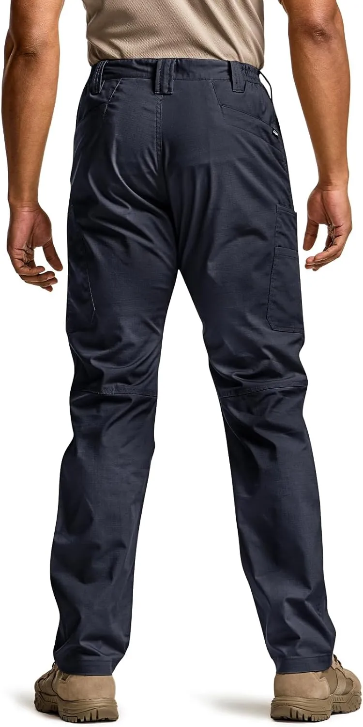 CQR Men's Utility Flex Cargo Pants, Classic-Fit Casual Stretch Work Pants, Water Resistant Lightweight Tactical Hiking Pants