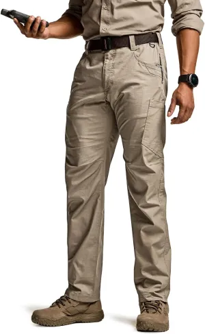 CQR Men's Utility Flex Cargo Pants, Classic-Fit Casual Stretch Work Pants, Water Resistant Lightweight Tactical Hiking Pants