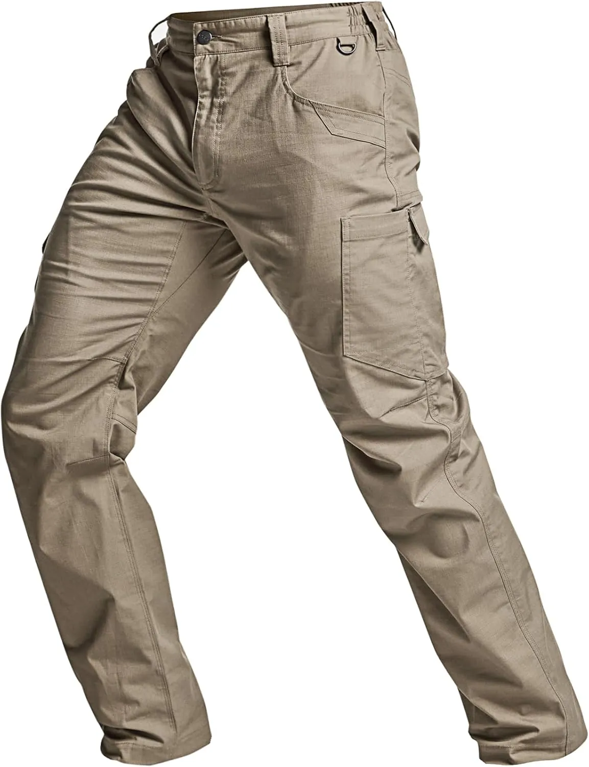 CQR Men's Utility Flex Cargo Pants, Classic-Fit Casual Stretch Work Pants, Water Resistant Lightweight Tactical Hiking Pants