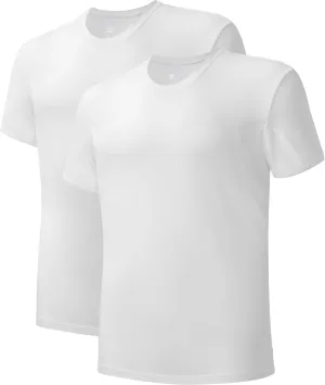 DAVID ARCHY Men's Undershirt with Underarm Sweat Proof Pads, Bamboo Rayon T-Shirt Odor Defense Tees for Men, 2-Pack