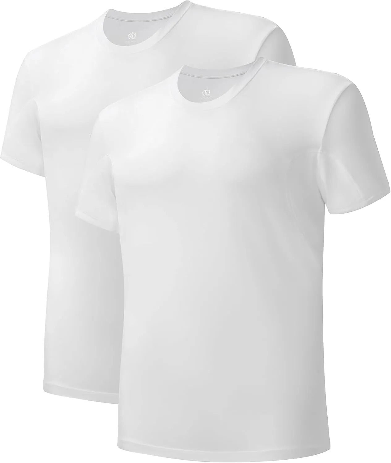 DAVID ARCHY Men's Undershirt with Underarm Sweat Proof Pads, Bamboo Rayon T-Shirt Odor Defense Tees for Men, 2-Pack