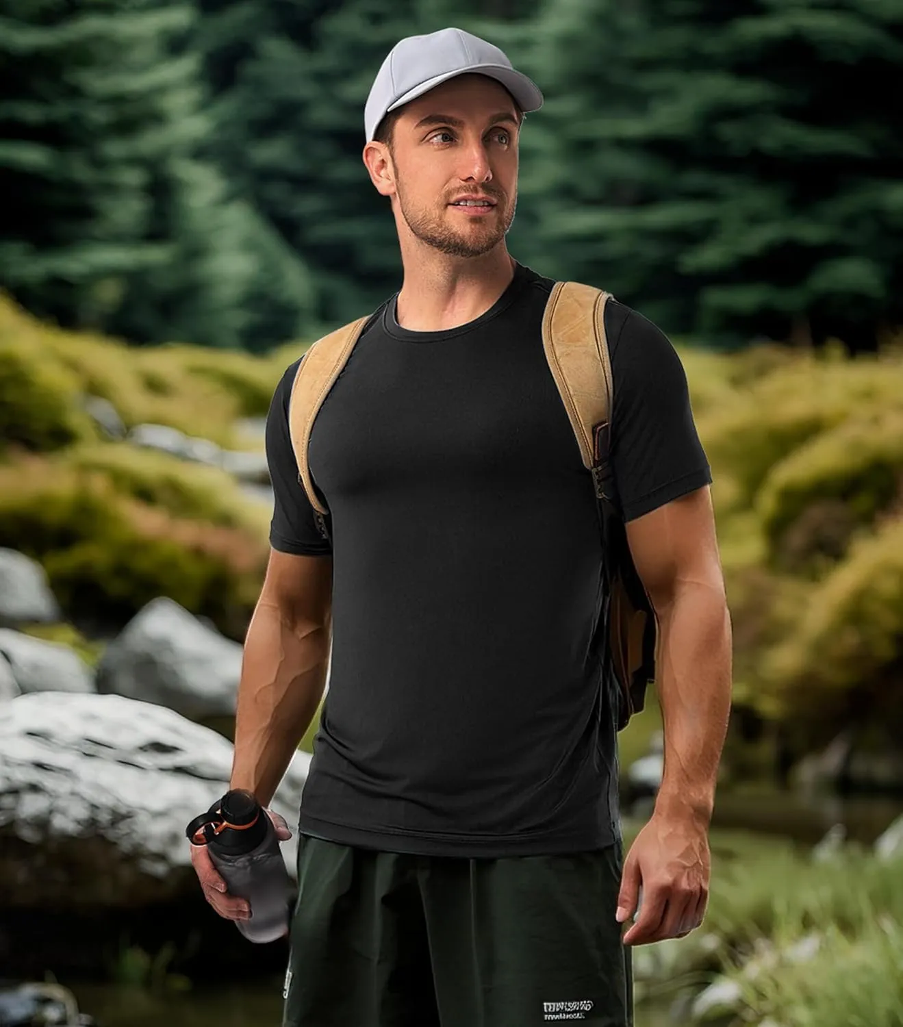 DAVID ARCHY Mens Undershirts Quickly-Dry T-Shirts,Stretch Moisture-Wicking Crew Neck Tees for Men,3 Pack