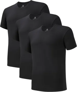 DAVID ARCHY Mens Undershirts Quickly-Dry T-Shirts,Stretch Moisture-Wicking Crew Neck Tees for Men,3 Pack