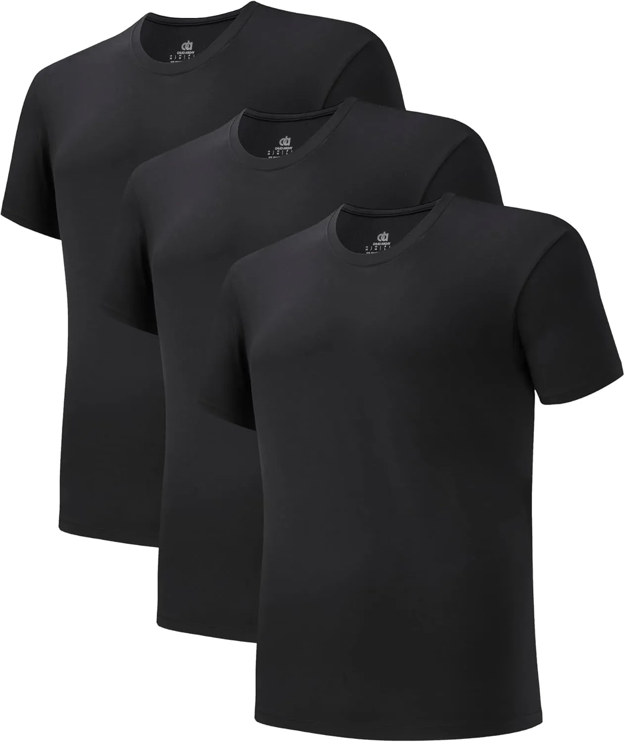 DAVID ARCHY Mens Undershirts Quickly-Dry T-Shirts,Stretch Moisture-Wicking Crew Neck Tees for Men,3 Pack