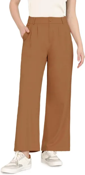 Dress Pants Women Wide Leg Work Business Office High Waisted Zipper Casual Slacks Trousers with Pockets 29"