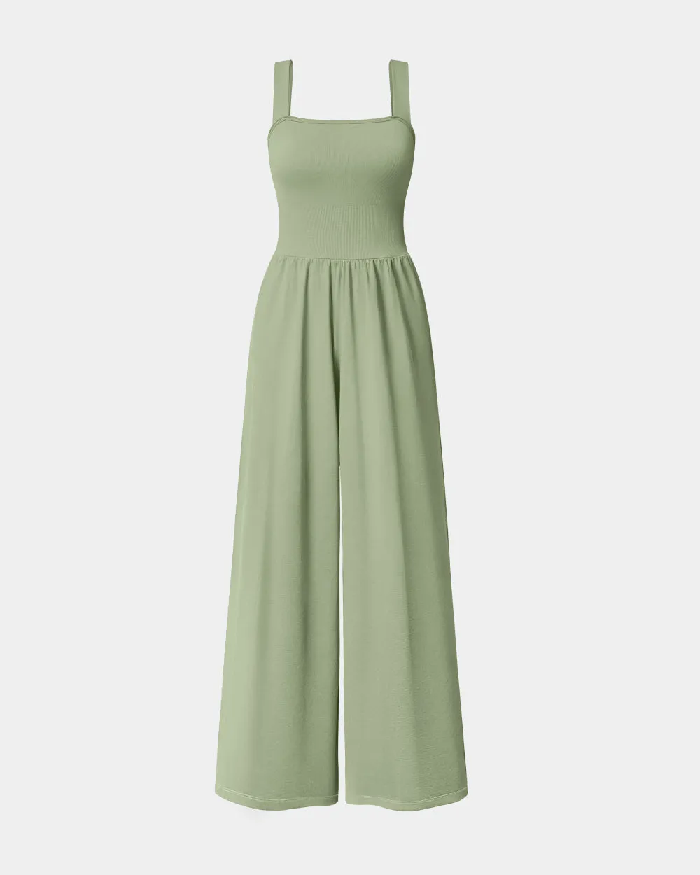 Dressy Sleeveless Square Neck Causal Wide Leg Jumpsuit
