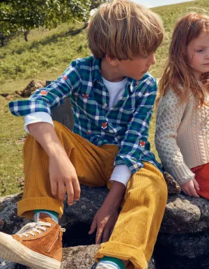 Embroidered Flannel Shirt-Gingham Fox