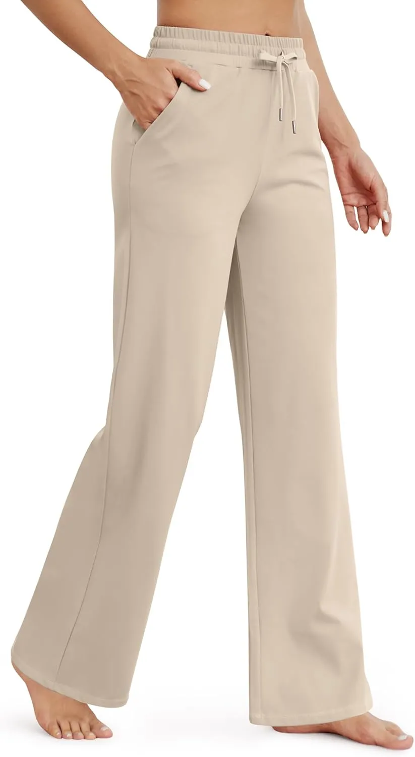 G4Free Wide Leg Yoga Pants for Women Loose Casual Sweatpants Drawstring Stretch Pants with Pockets Petite/Regular/Tall
