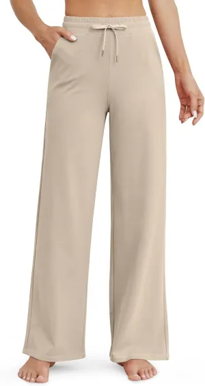 G4Free Wide Leg Yoga Pants for Women Loose Casual Sweatpants Drawstring Stretch Pants with Pockets Petite/Regular/Tall