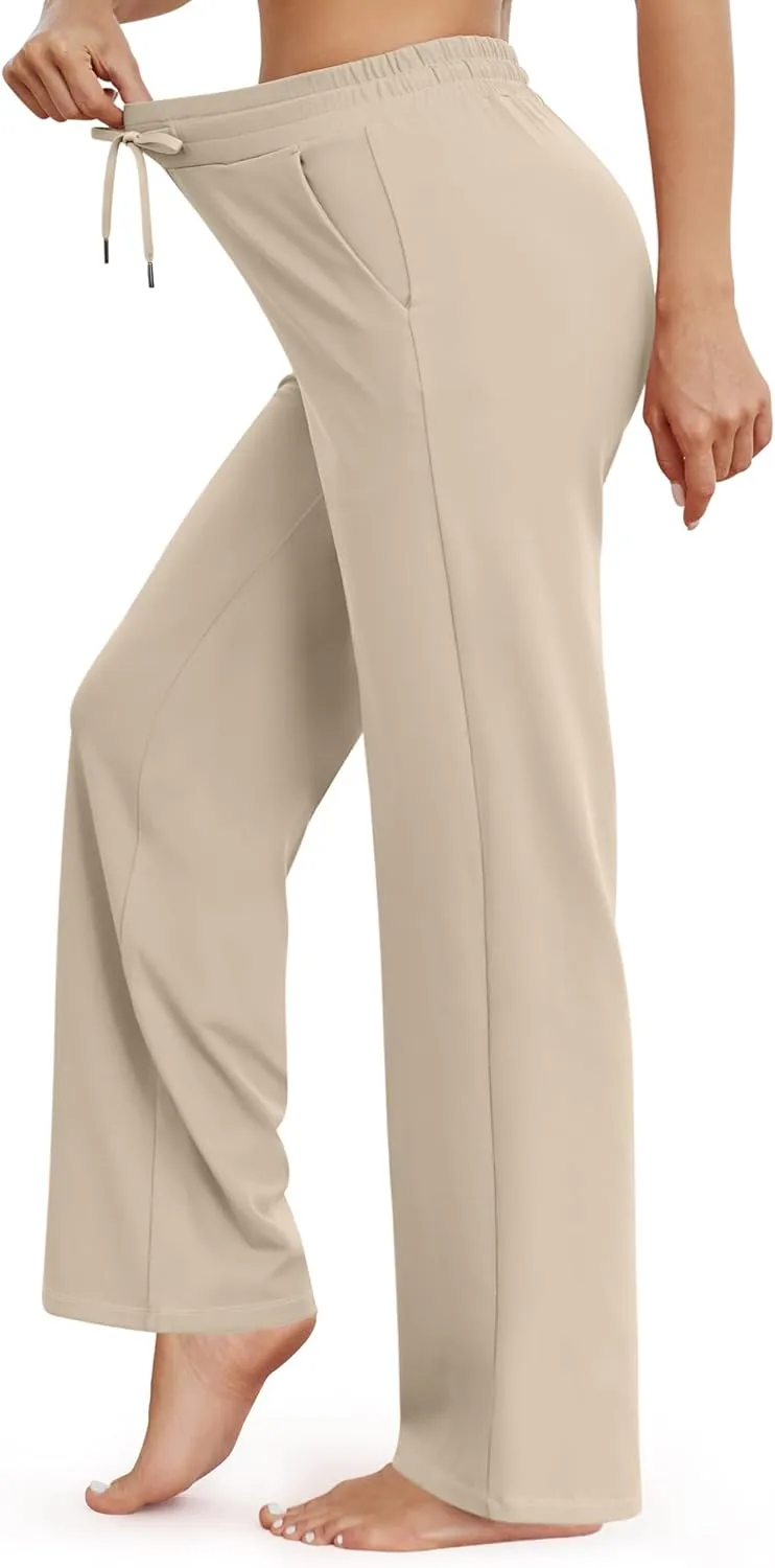 G4Free Wide Leg Yoga Pants for Women Loose Casual Sweatpants Drawstring Stretch Pants with Pockets Petite/Regular/Tall